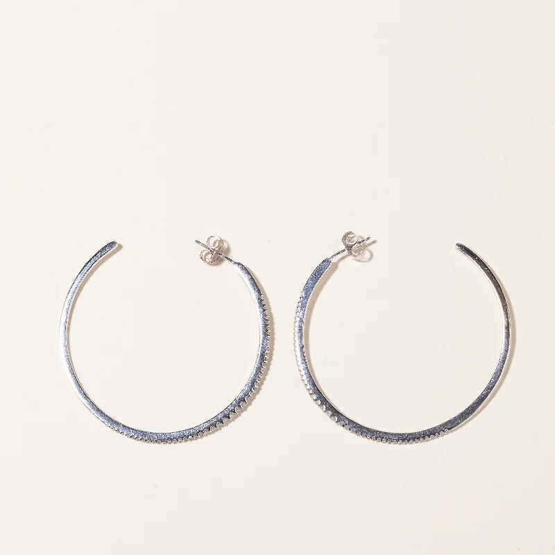 Hoop earrings with satin finishes for a smooth and elegant appearance-10k White Diamond Hoop Earrings | 0.55ctw