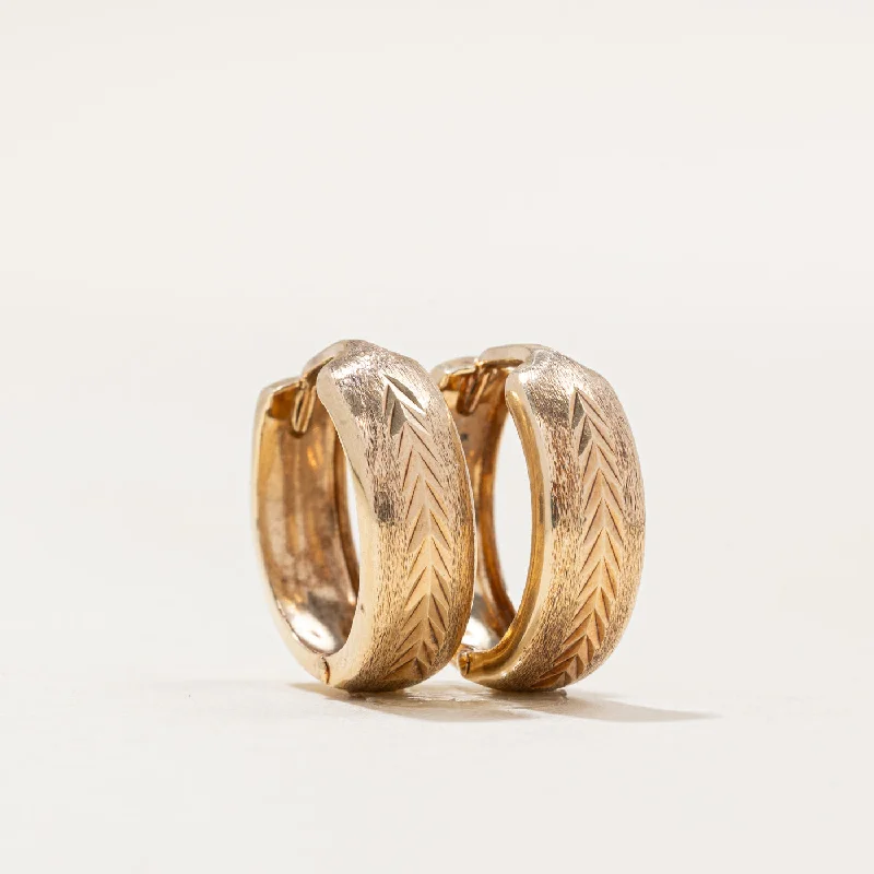 Hoop earrings with cut-out designs for a creative and lightweight effect-10k Yellow Gold Textured Hoop Earrings