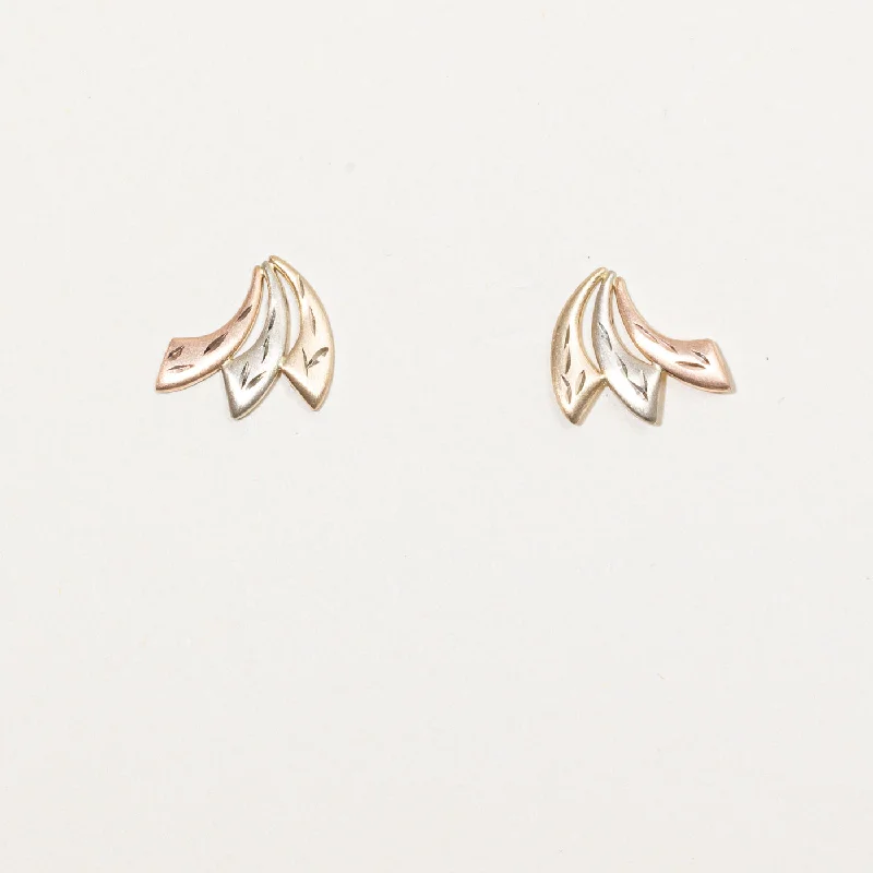 Hoop earrings with pearl accents for a chic and classic style-14k Tri Tone Gold Earrings