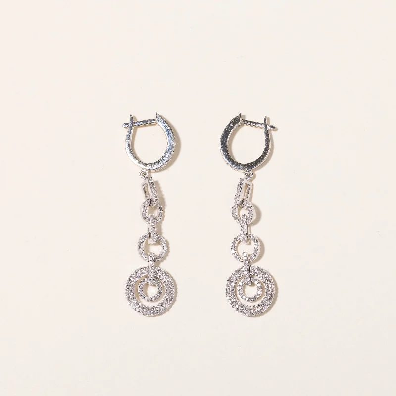 Best hoop earrings with oval shapes for a unique and elongated design-14k White Gold Drop Style Diamond Earring | 0.30ctw