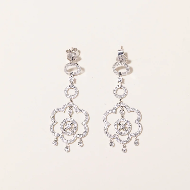 Best hoop earrings with tribal designs for a cultural and exotic aesthetic-14k White Gold Drop Diamond Earrings | 1.69ctw