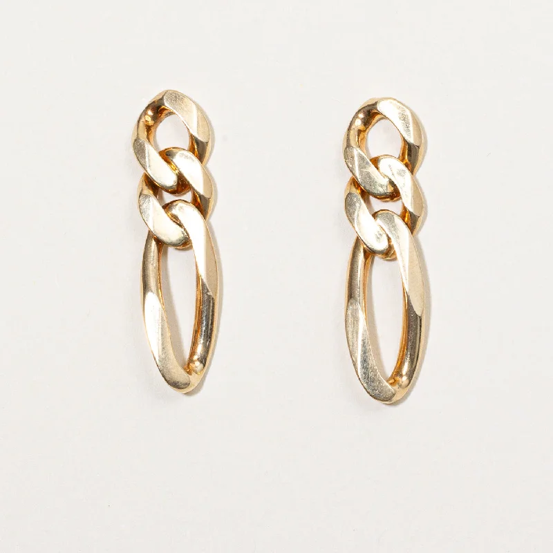 Hoop earrings with textured finishes for a vintage and classic style-14k Yellow Gold Figarucci Link Earrings