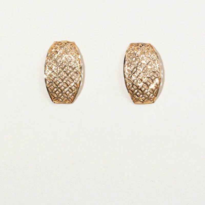 Best hoop earrings with blackened metal for an edgy and bold appearance-14k Yellow Gold Lattice Earrings