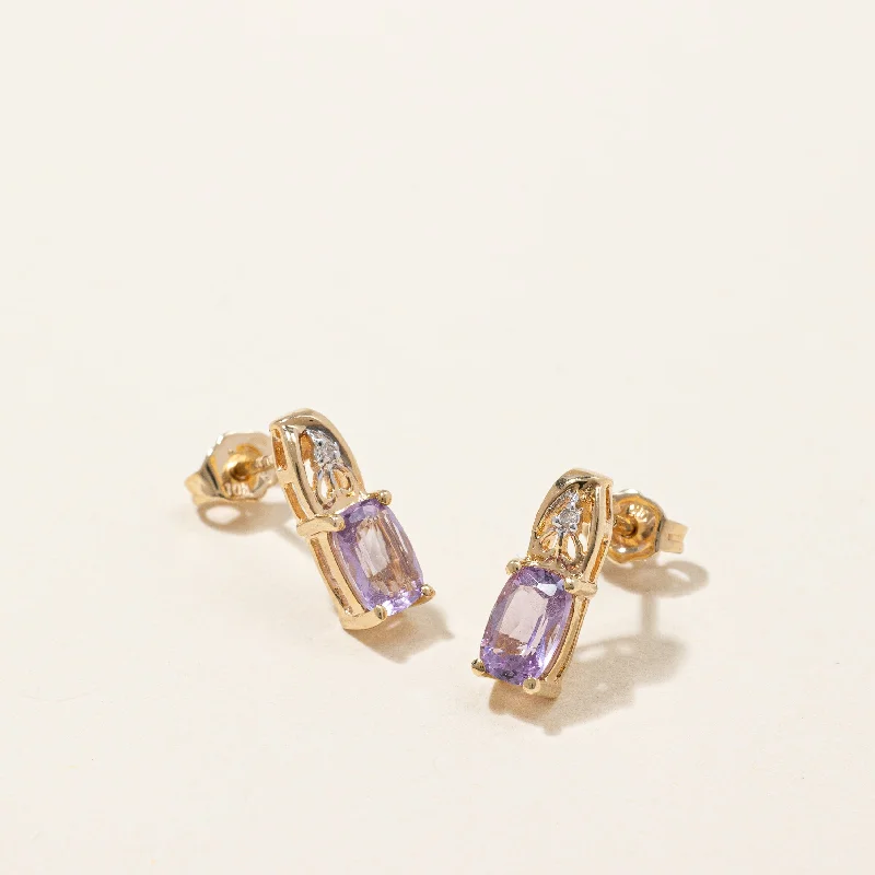 Hoop earrings with spiral designs for a dynamic and fluid look-Amethyst & Diamond Earrings | 0.70ctw, 0.01ctw |