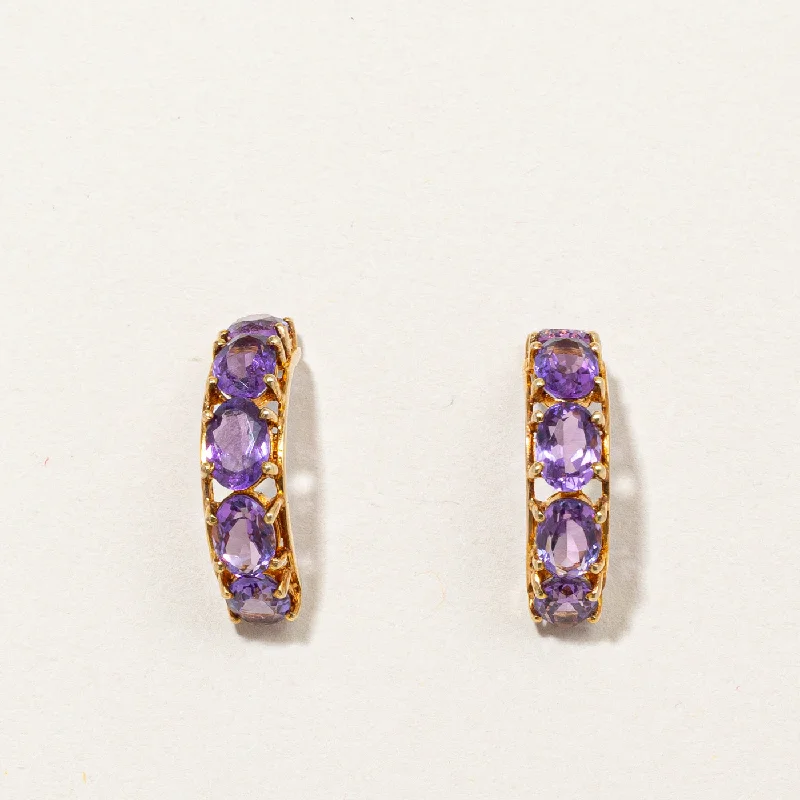 Hoop earrings with multi-tone finishes for a colorful and layered effect-Amethyst Half Hoop Earrings | 2.20ctw |