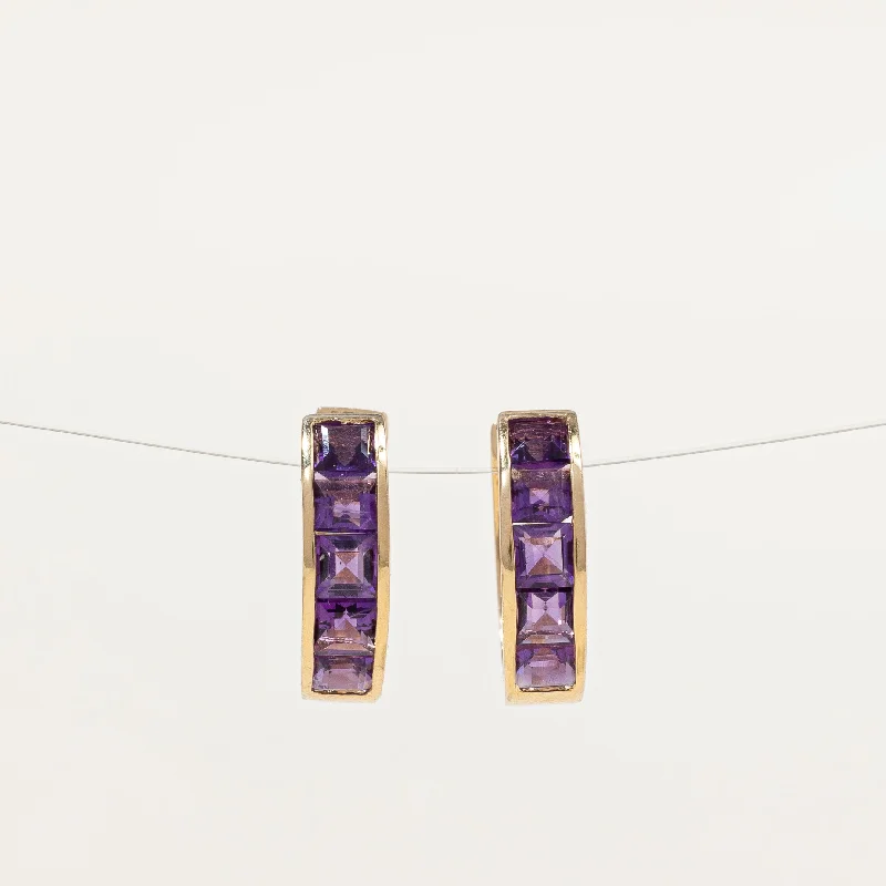 Small hoop earrings for a delicate and understated everyday wear-Amethyst Huggie Earrings | 1.00ctw |