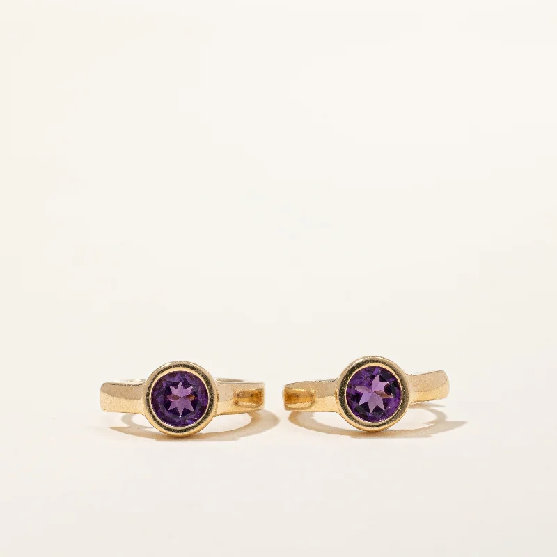 Hoop earrings with leather accents for a sleek and bold combination-Amethyst Hoop Earrings | 1.10ctw |