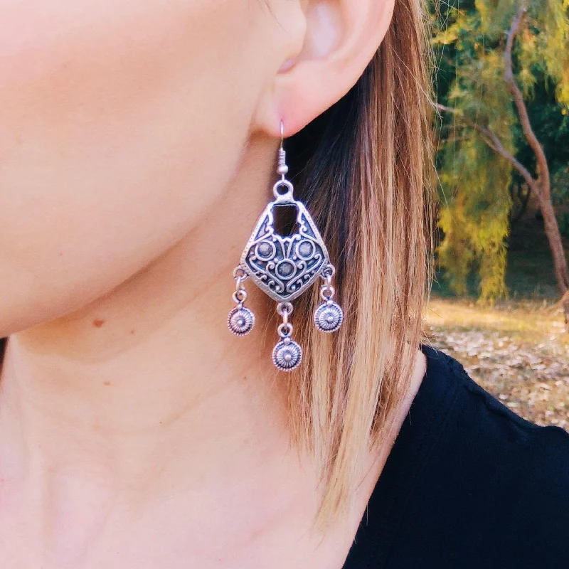 Best hoop earrings with cubic zirconia for a budget-friendly, dazzling look-Anatolian Boho Earrings - "Amasra"