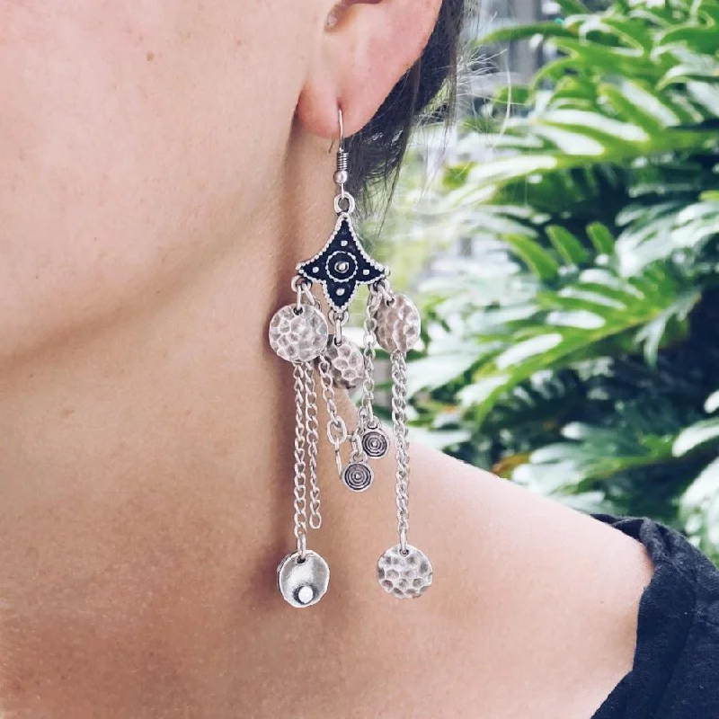 Hoop earrings with intricate designs for a unique and artistic appearance-Anatolian Boho Earrings - "Cosmic Whisper"