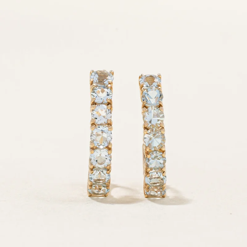 Hoop earrings with tortoiseshell designs for a chic and classic style-Aquamarine Hoop Earrings | 1.80ctw |