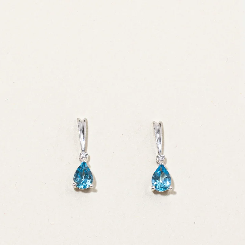 Hoop earrings with faceted crystals for added sparkle and shine-Blue Topaz & Diamond Earrings | 1.50ctw, 0.02ctw |