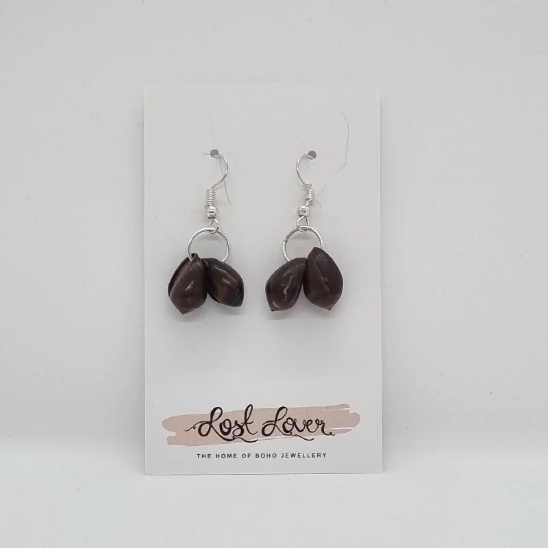 Best hoop earrings with custom designs for a personalized, unique accessory-Brown Cowrie Shell Earrings (small) - Handmade in Vanuatu