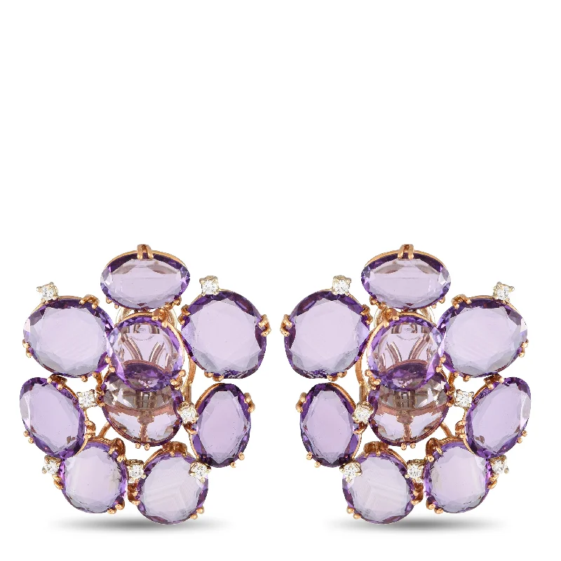 Best hoop earrings with Swarovski crystals for added sparkle and luxury-Casato 18K Rose Gold 0.28ct Diamond and Amethyst Earrings 200533