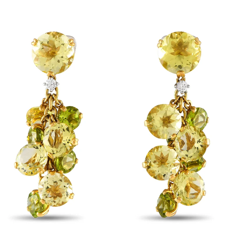 Hoop earrings with colorful beads for a fun and playful vibe-Casato 18K Yellow Gold 0.10ct Diamond, Quartz, and Prasiolite Earrings 200469