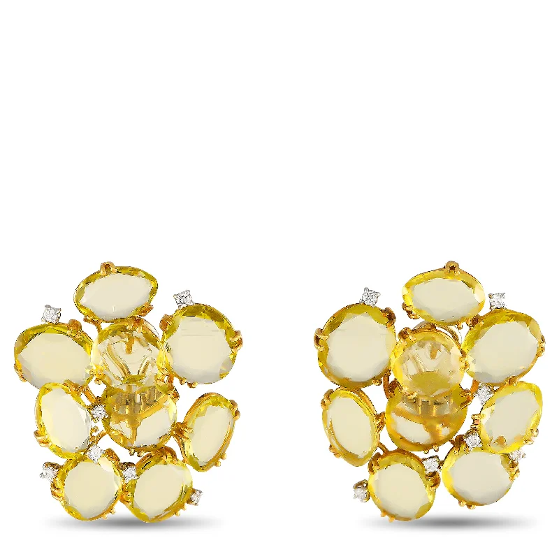 Best hoop earrings with intricate beaded details for a textured, stylish appearance-Casato 18K Yellow Gold 0.28ct Diamond and Quartz Earrings 200524