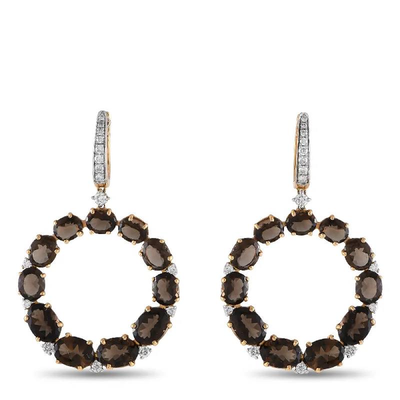 Hoop earrings with gold accents for a warm, elegant statement piece-Casato 18K Yellow Gold 0.60ct Diamond and Smokey Quartz Earrings 200500