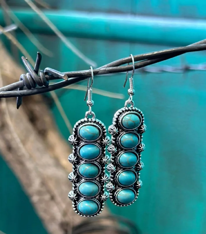 Small hoop earrings for a delicate and understated everyday wear-Cinco Stone Earrings In Turquoise