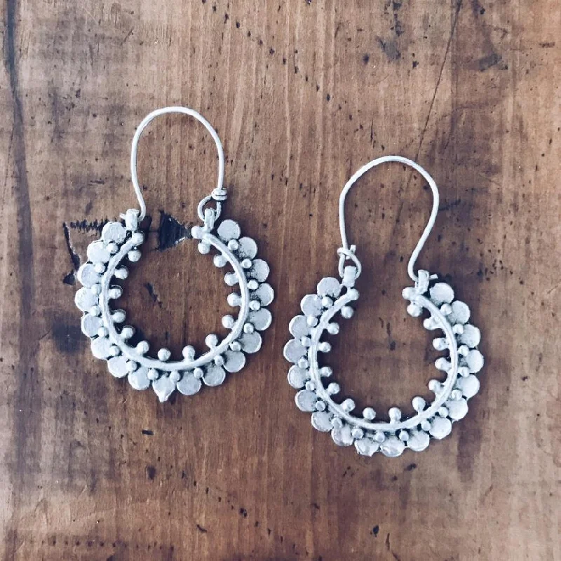 Hoop earrings with rhinestone embellishments for a glamorous and sparkling look-Circle tribal hoop earrings