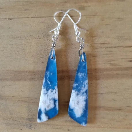 Best hoop earrings with custom designs for a personalized, unique accessory-Clouds Over The Ocean - Boho Stone Earrings