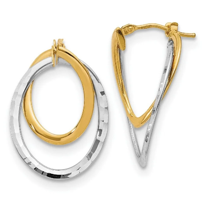 Best hoop earrings with marbled designs for a trendy and artistic effect-Curata 14k and White Rhodium Polished Fancy Hoop Earrings - 27x19mm Wide 1.5mm Thick Jewelry Gifts for Women