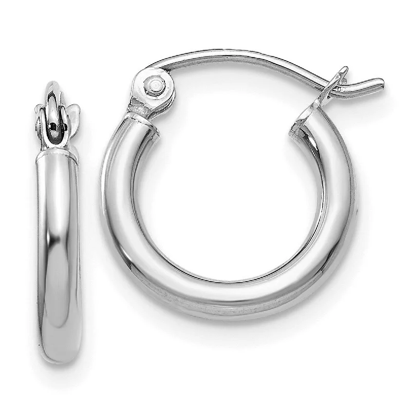 Hoop earrings with circle designs for a classic and timeless shape-Curata 14k White Gold Polished 2x13mm Round Classic Hoop Earrings