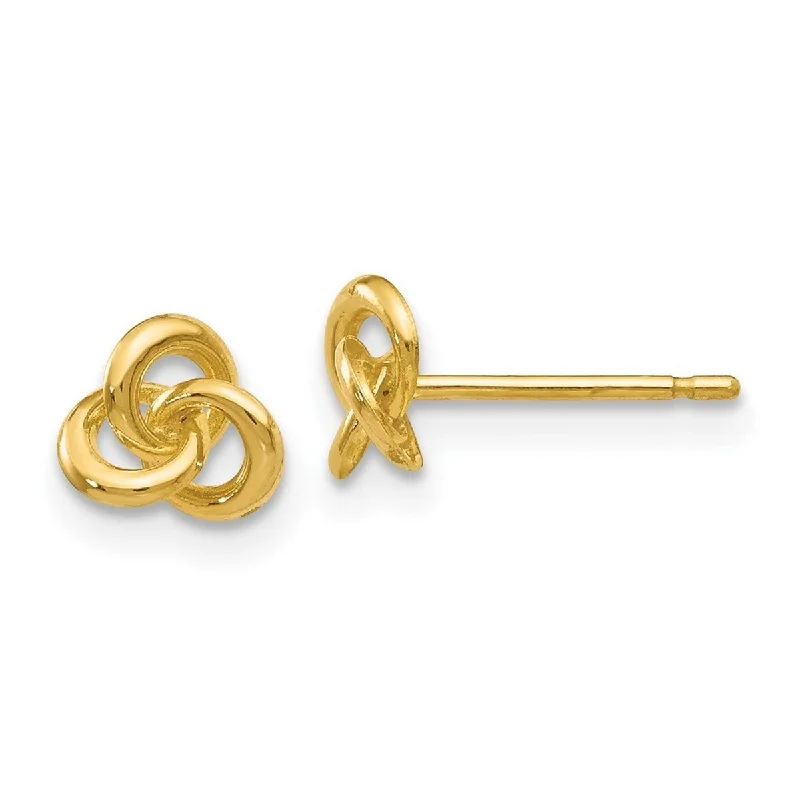 Best hoop earrings with oval shapes for a unique and elongated design-Curata 14k Yellow Gold 5mm Polished Celtic Love Knot Post Earrings