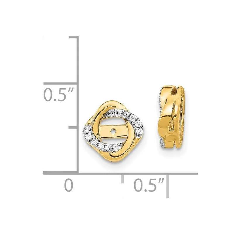 Best hoop earrings with geometric shapes for a modern and artistic appeal-Curata 14k Yellow Gold Diamond Jacket Earrings Measures 10x10mm Wide