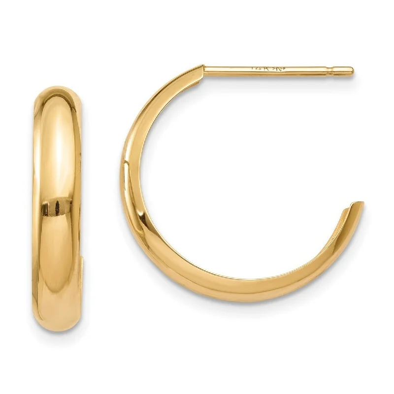 Lightweight hoop earrings for comfortable and all-day wear-Curata 14k Yellow Gold Polished 3.5x17mm J-Hoop Earrings