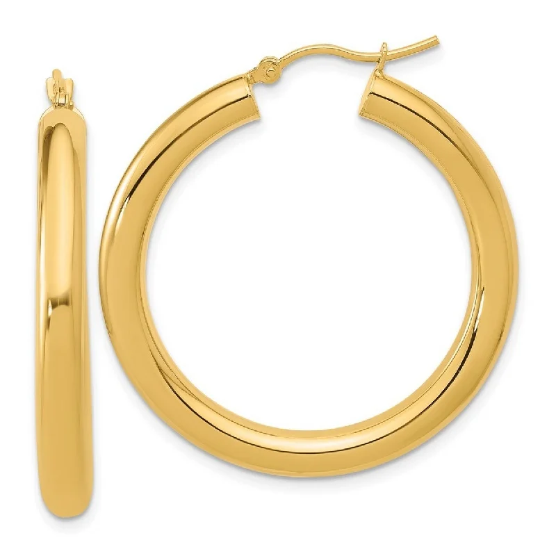 Best hoop earrings with baroque pearls for a luxurious and elegant vibe-Curata 14k Yellow Gold Polished 4mmx37mm Lightweight Hoop Earrings