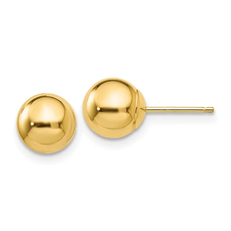 Hoop earrings with polished silver finish for a shiny, modern appeal-Curata 14k Yellow Gold Polished 7mm Ball Post Earrings