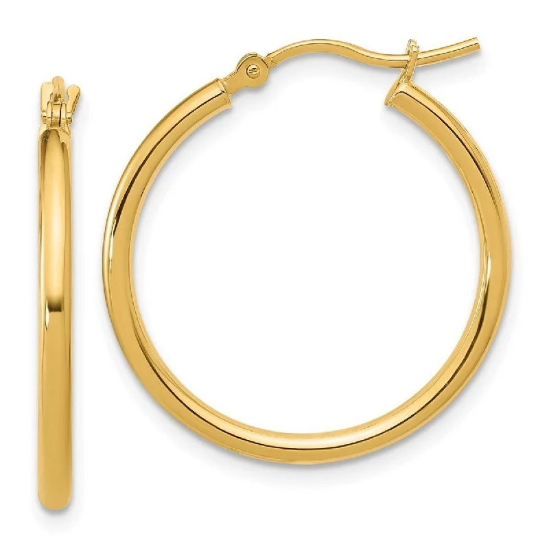 Hoop earrings with multi-tone finishes for a colorful and layered effect-Curata 14k Yellow Gold Polished Hinged 25x2mm Hoop Earrings