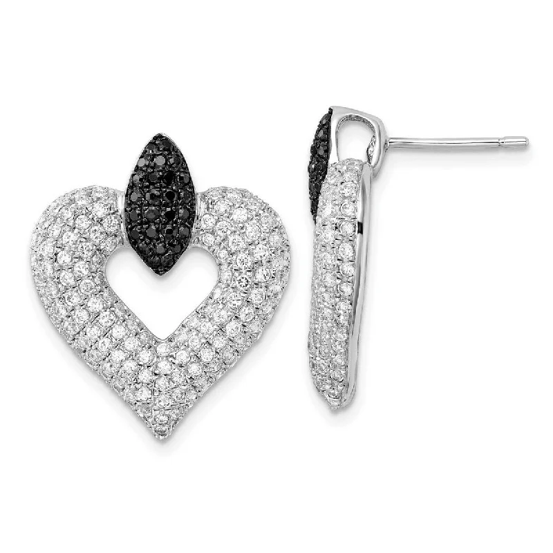 Best hoop earrings with butterfly motifs for a playful and whimsical appearance-Curata 925 Sterling Silver and CZ Cubic Zirconia Simulated Diamond Brilliant Embers Love Heart Post Earrings Measures 24x21mm