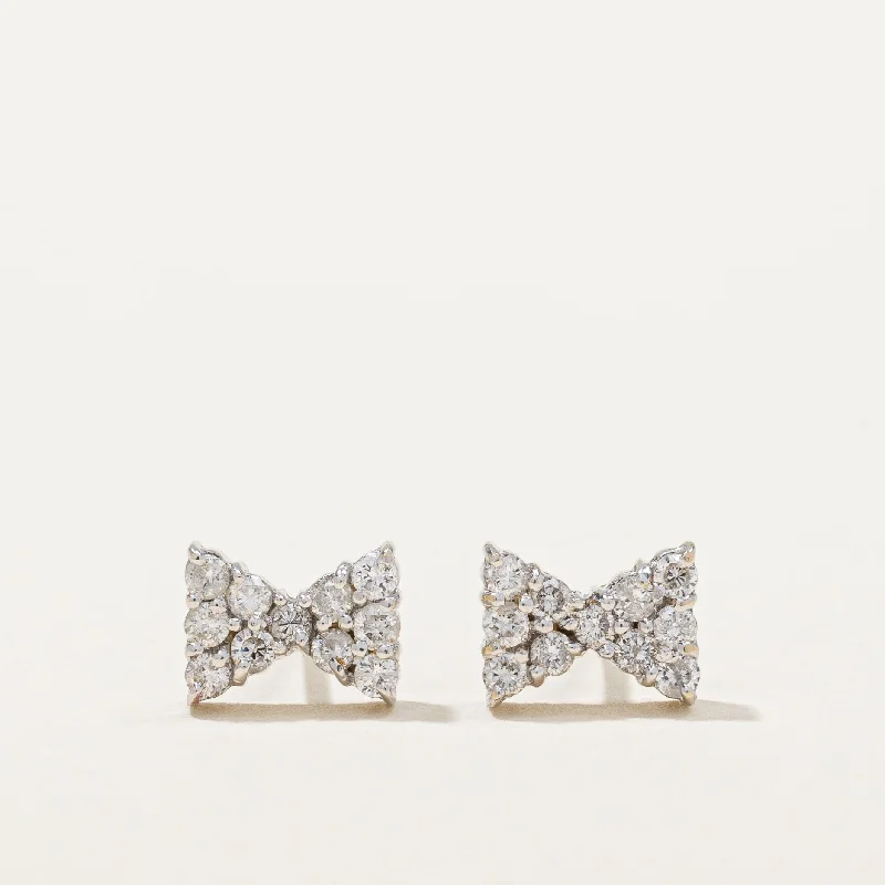 Best hoop earrings with hammered gold for a rustic yet elegant look-Diamond Bow Earrings | 0.22ctw |