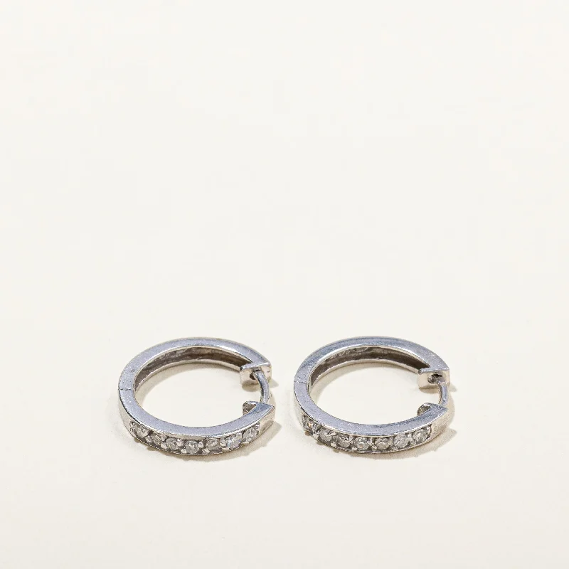 Hoop earrings with leather accents for a sleek and bold combination-Diamond Huggie Earrings | 0.14ctw |