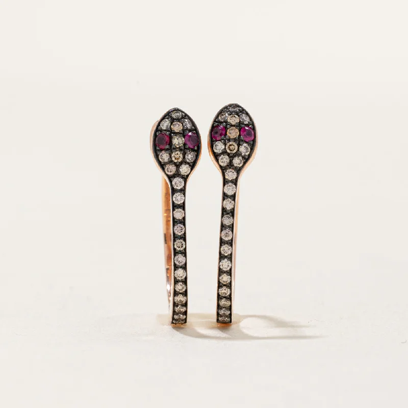 Hoop earrings with rhinestone-studded rims for a glamorous touch-'Effy' Diamond & Ruby Snake Hoop Earrings | 0.31ctw, 0.06ctw |