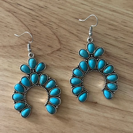 Hoop earrings with infinity loop designs for a continuous and eternal shape-Esther Turquoise earrings