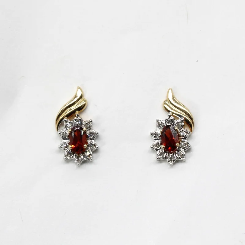 Best hoop earrings with baroque pearls for a luxurious and elegant vibe-Garnet & Diamond Earrings | 0.50ctw | 0.07ctw |