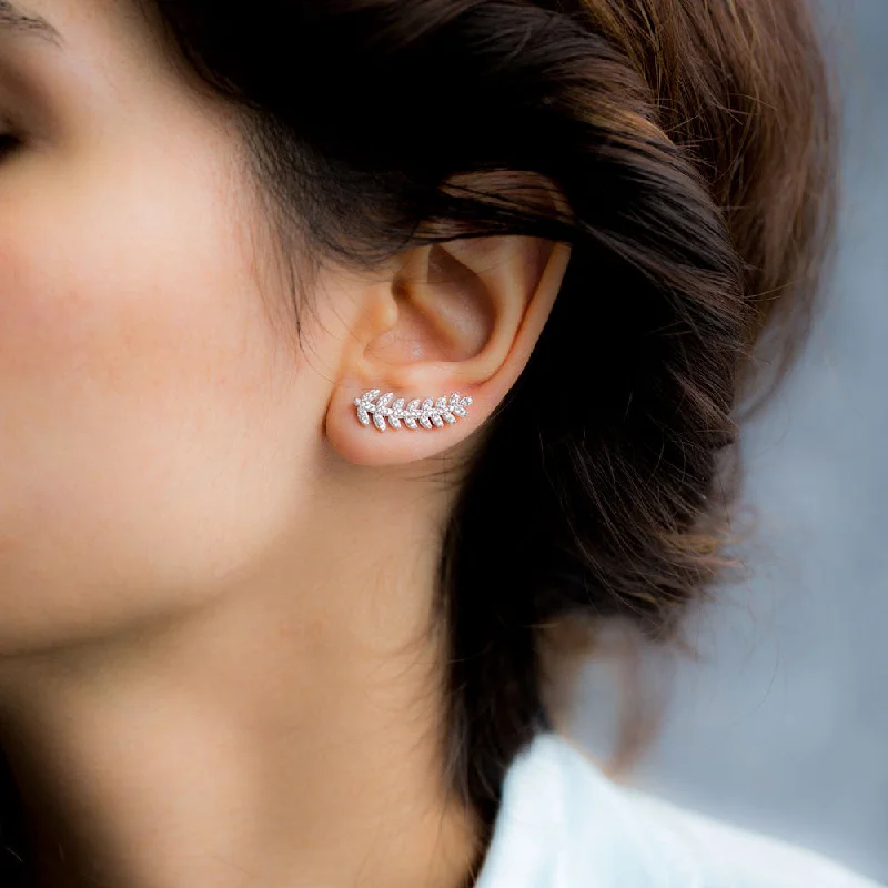 Hoop earrings with pearl accents for a chic and classic style-Gold Plated Sterling Silver Fern Ear cuff