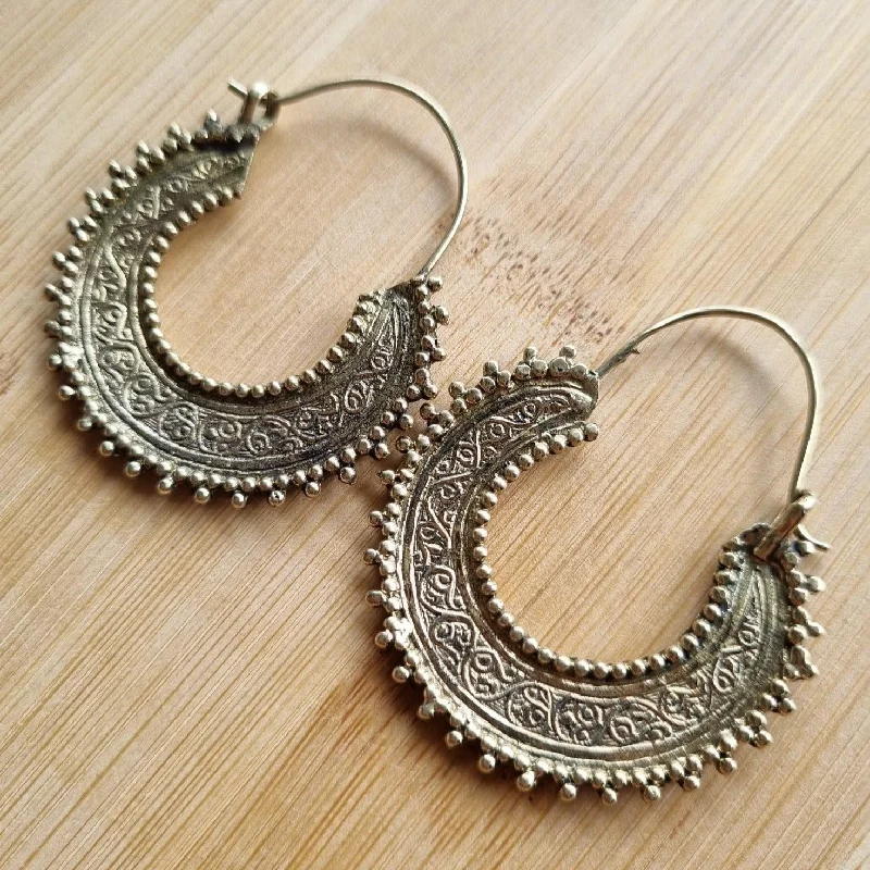 Best hoop earrings with tribal designs for a cultural and exotic aesthetic-Gold Gypsy Tribal Hoop Earrings