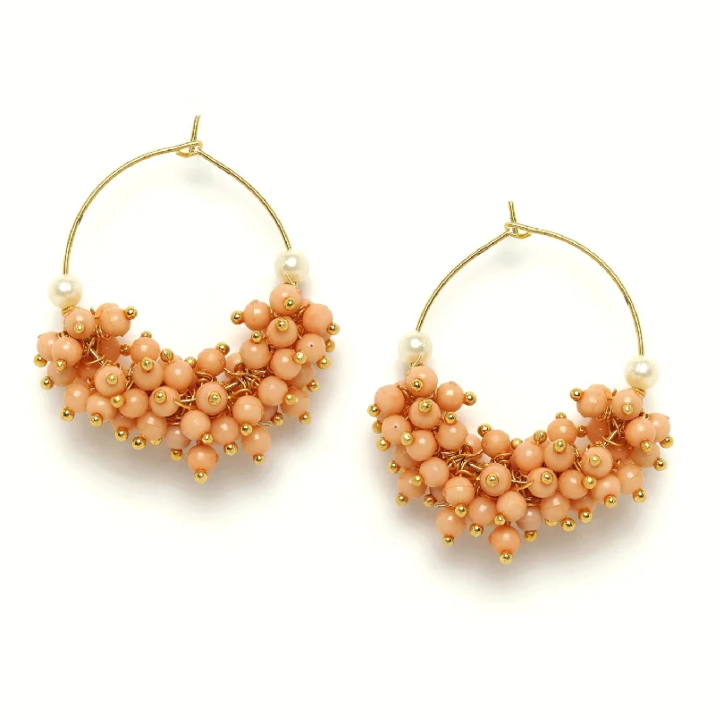 Best hoop earrings with vintage rhinestone embellishments for a retro-glam effect-Gold-plated Pearls Half Hoop Earrings