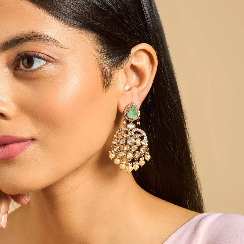 Hoop earrings with colorful beads for a fun and playful vibe-Kundan Earring 173008