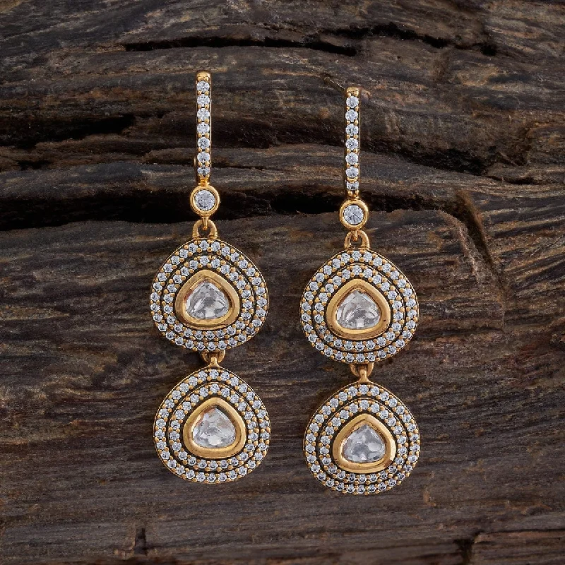 Hoop earrings with textured gold for a refined and sophisticated aesthetic-Kundan Earring 173054