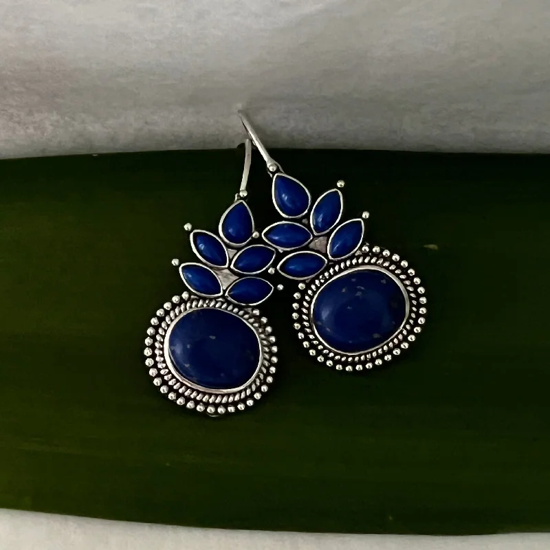 Hoop earrings with circle designs for a classic and timeless shape-Lazula Boho Earrings - Lapis Lazuli Stones