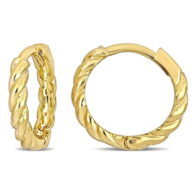 Best hoop earrings with geometric hexagon shapes for a modern, angular look-Mimi & Max 13mm Twist Mini Hoop Earrings in 14k Yellow Gold