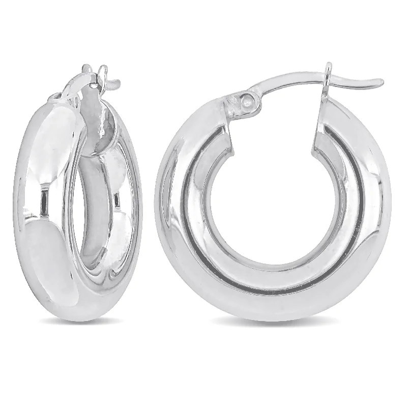 Best hoop earrings with vintage rhinestone embellishments for a retro-glam effect-Mimi & Max 20x5mm Round Hoop Earrings in Sterling Silver