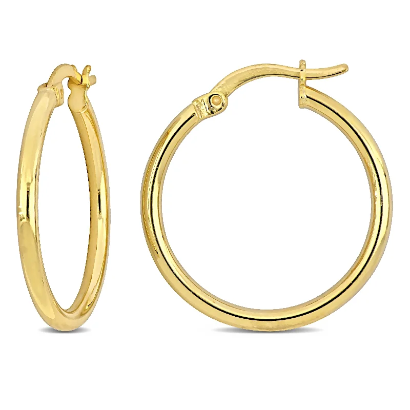 Best hoop earrings with enamel details for a colorful and modern look-Mimi & Max 23x2mm Round Hoop Earrings in Yellow Plated Silver