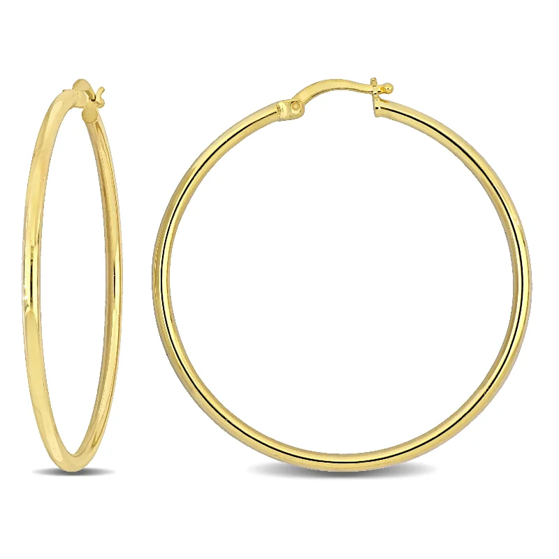 Best hoop earrings with cubic zirconia for a budget-friendly, dazzling look-Mimi & Max 43x2mm Hoop Earrings in Yellow Plated Silver