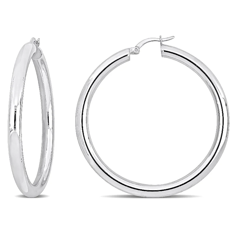 Best hoop earrings with stacked layers for a dimensional and bold look-Mimi & Max 49x4mm Hoop Earrings in Sterling Silver