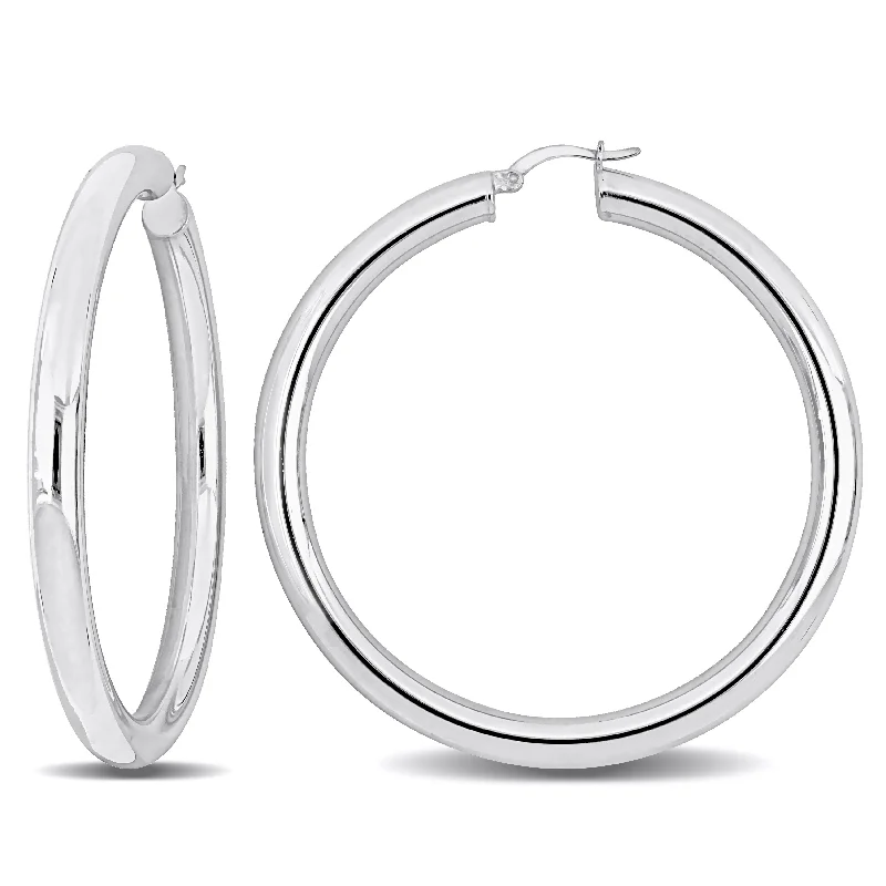 Best hoop earrings with intricate beaded details for a textured, stylish appearance-Mimi & Max 60x5mm Hoop Earrings in Sterling Silver