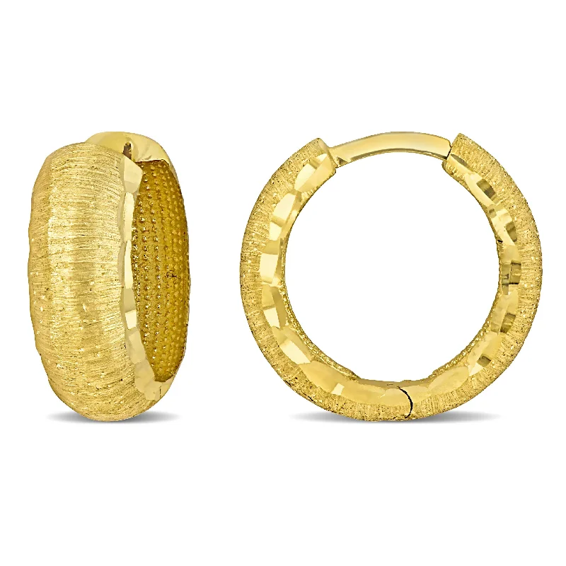 Best hoop earrings with infinity designs for a timeless and meaningful symbol-Mimi & Max 6mm Brushed Finish Huggie Earrings in 14k Yellow Gold